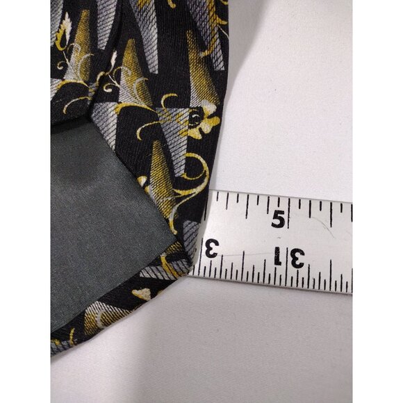 Manzoni Mens Necktie Silk Black Gray Gold Tie Handmade in Italy - Picture 7 of 8